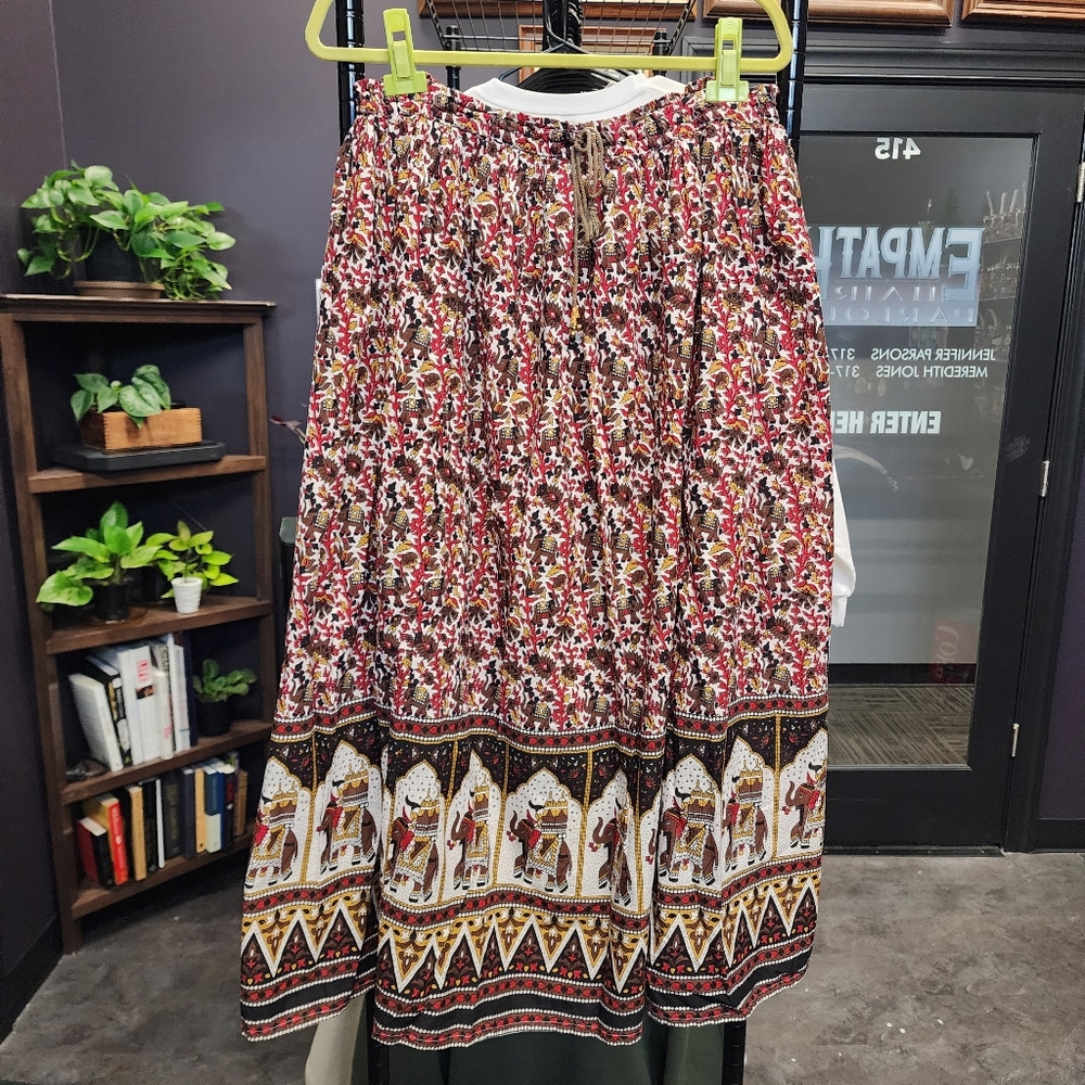 VINTAGE IQ JEANS Cotton Bohemian Maxi Circle Skirt XL